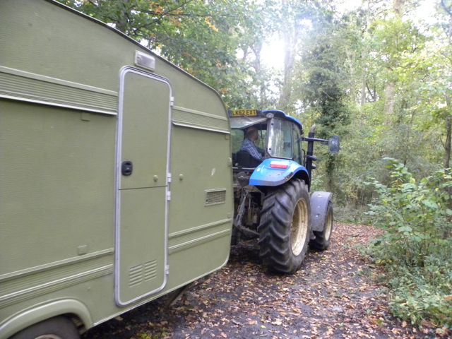 Woodland - Green caravan moved